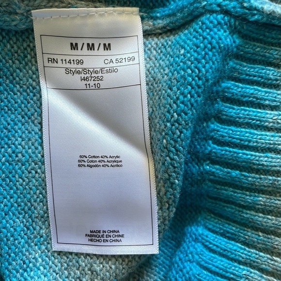 NWT Roxy Riding High Blue & Gray Hooded Sweater w/ 3/4 Length Sleeves - Medium - Picture 5 of 5